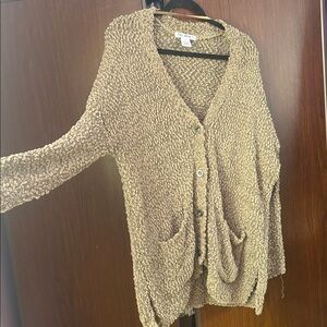 Say What? Textured Slouchy Cardigan - Olive Green